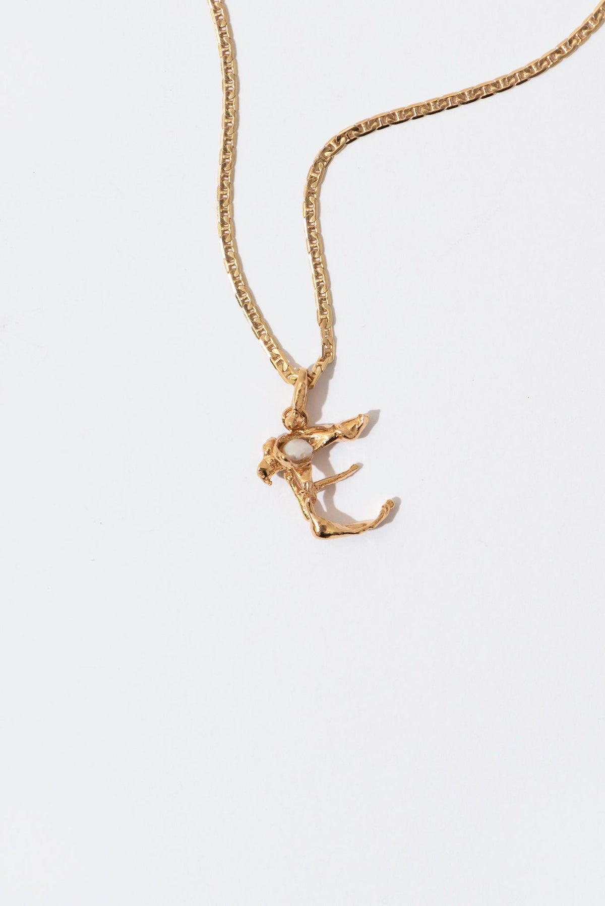 The Pearl Letter Gold Plated Pendant w. Pearl