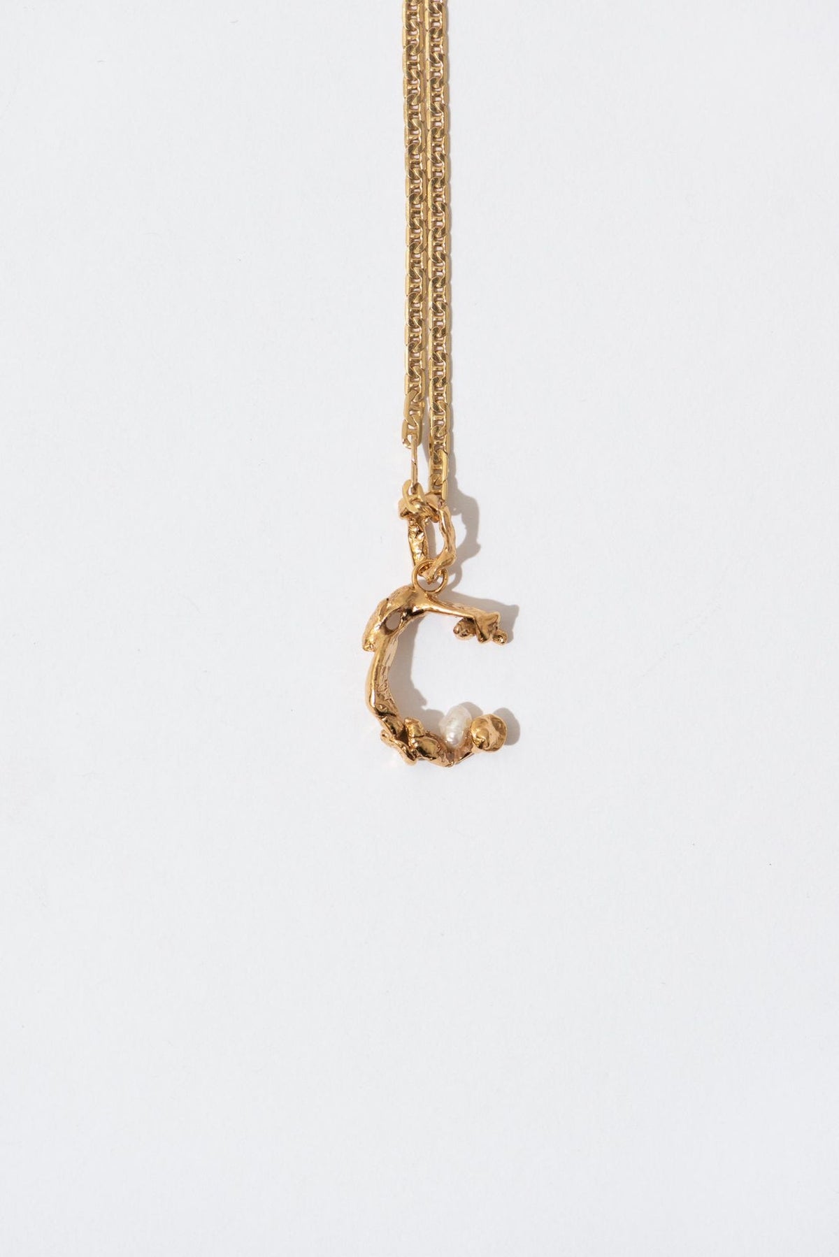 The Pearl Letter Gold Plated Pendant w. Pearl