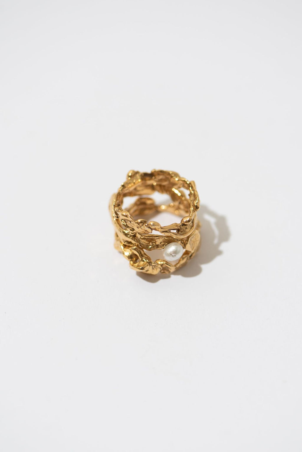 The Stackable Gold Plated Ring w. Pearl - Set of 3