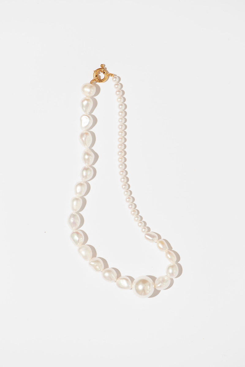 The Big Pearl Variation Gold Plated Necklace w. Pearls