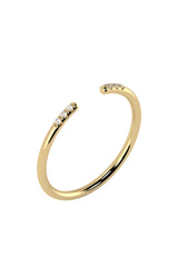 Line Open Pavé 18K Gold Ring w. Lab-Grown Diamonds