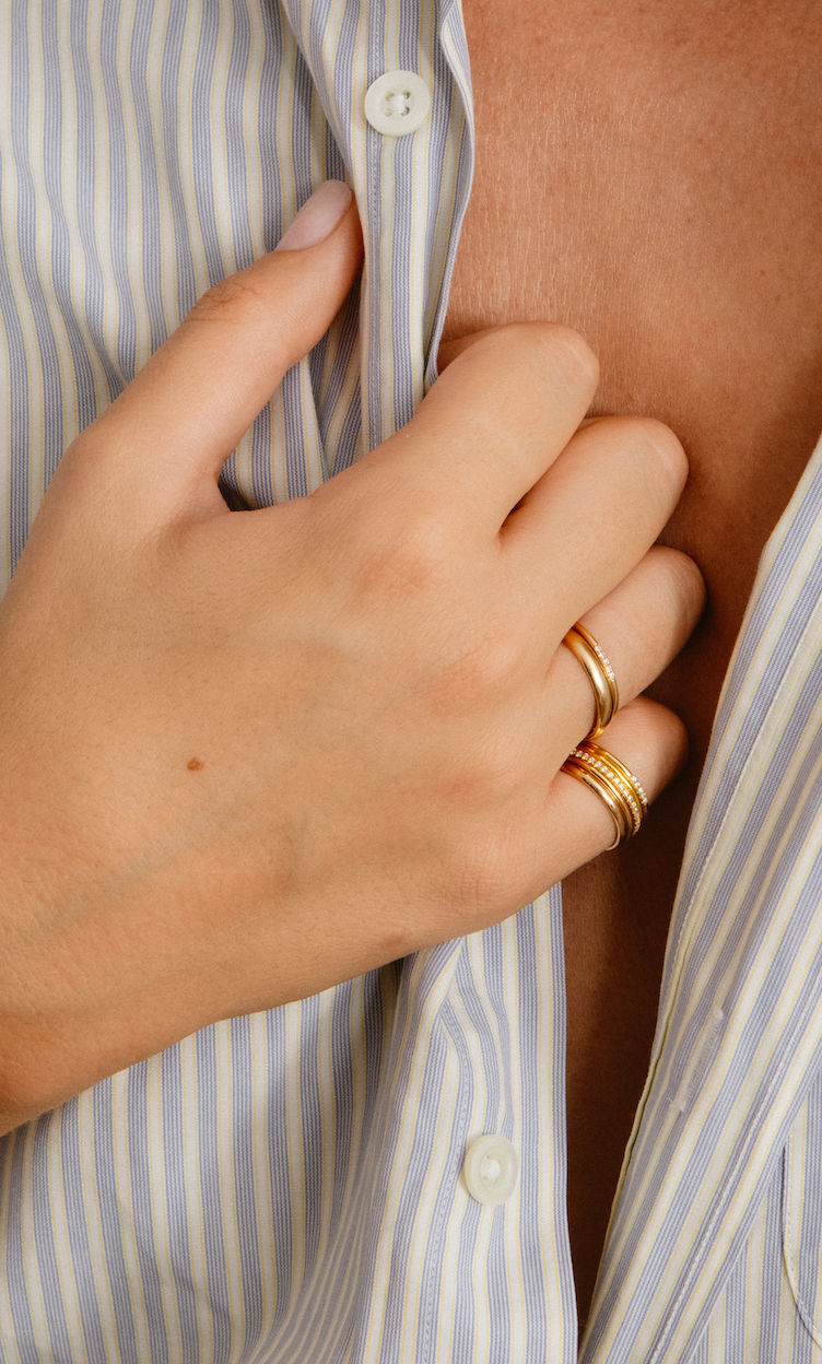 Line Pavé 18K Gold Ring w. Lab-Grown Diamonds