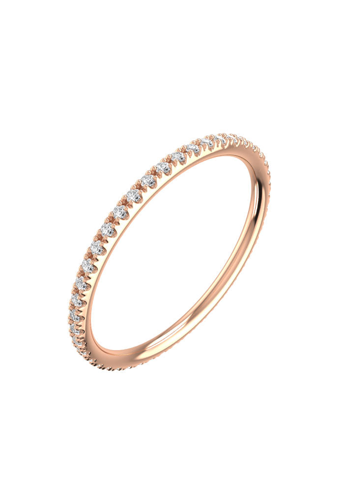 Line Pavé 18K Rose Gold Ring w. Lab-Grown Diamonds