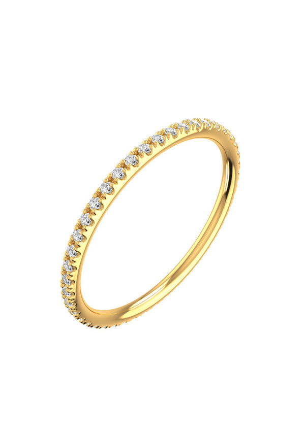 Line Pavé 18K Guld Ring m. Lab-Grown Diamanter