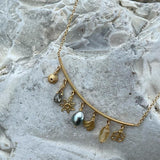 Linea Piccolo Golden Desert 18K Gold Necklace w. Citrin & Pearl