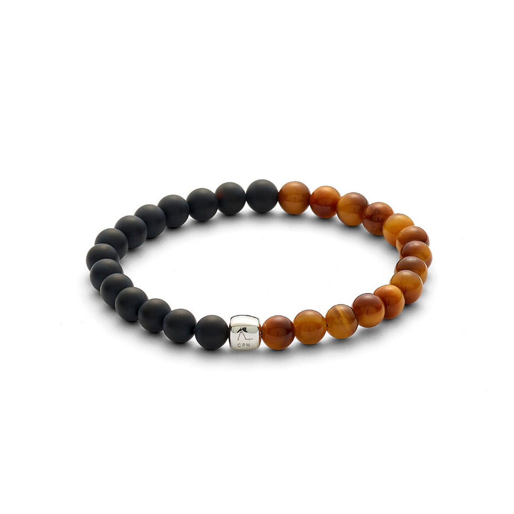 ColorUp London (6mm) sølv Armbånd m. Onyx & Tigerøje