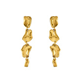 Long Wave Drop Gold Plated Earrings