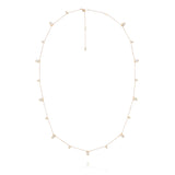 Long Swinging Chain 18K Rosegold Necklace w. Malachite & Pearl