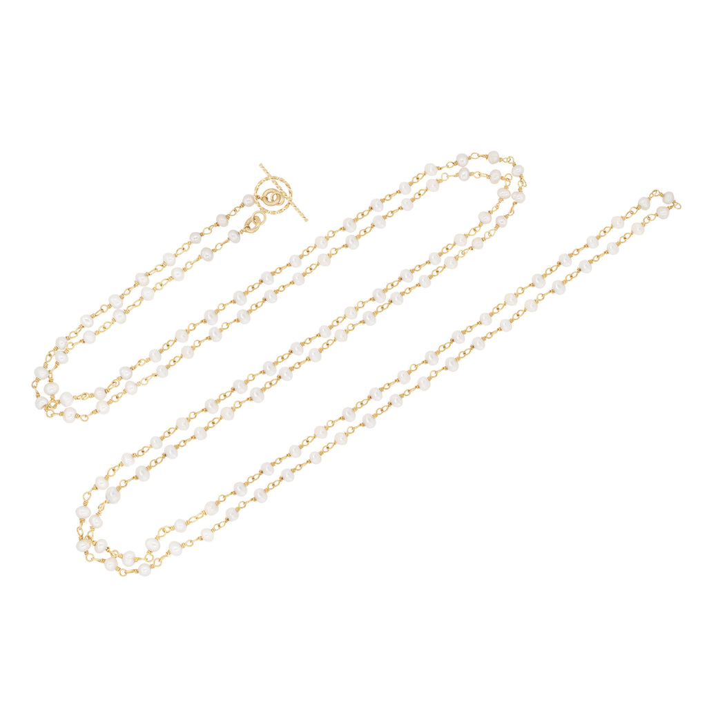 Forgyldt Halskæde m. Perler