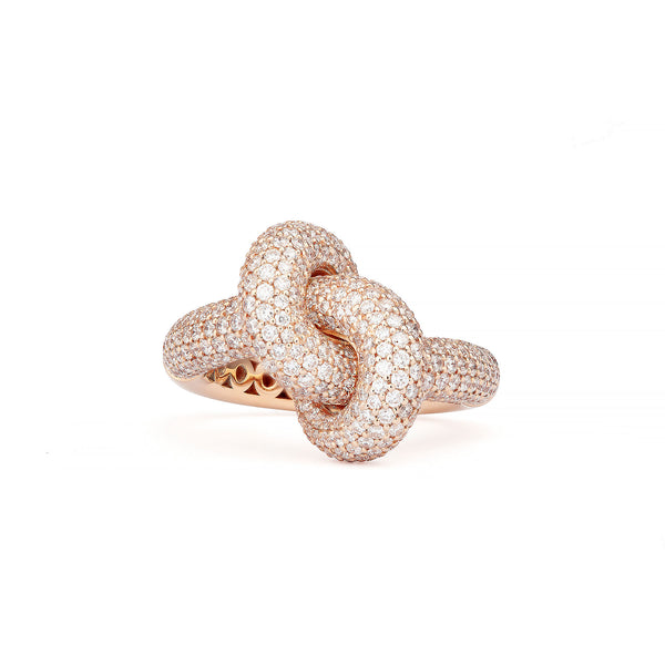 Absolutely Loose Knot 18K Rosegold Ring w. Diamonds