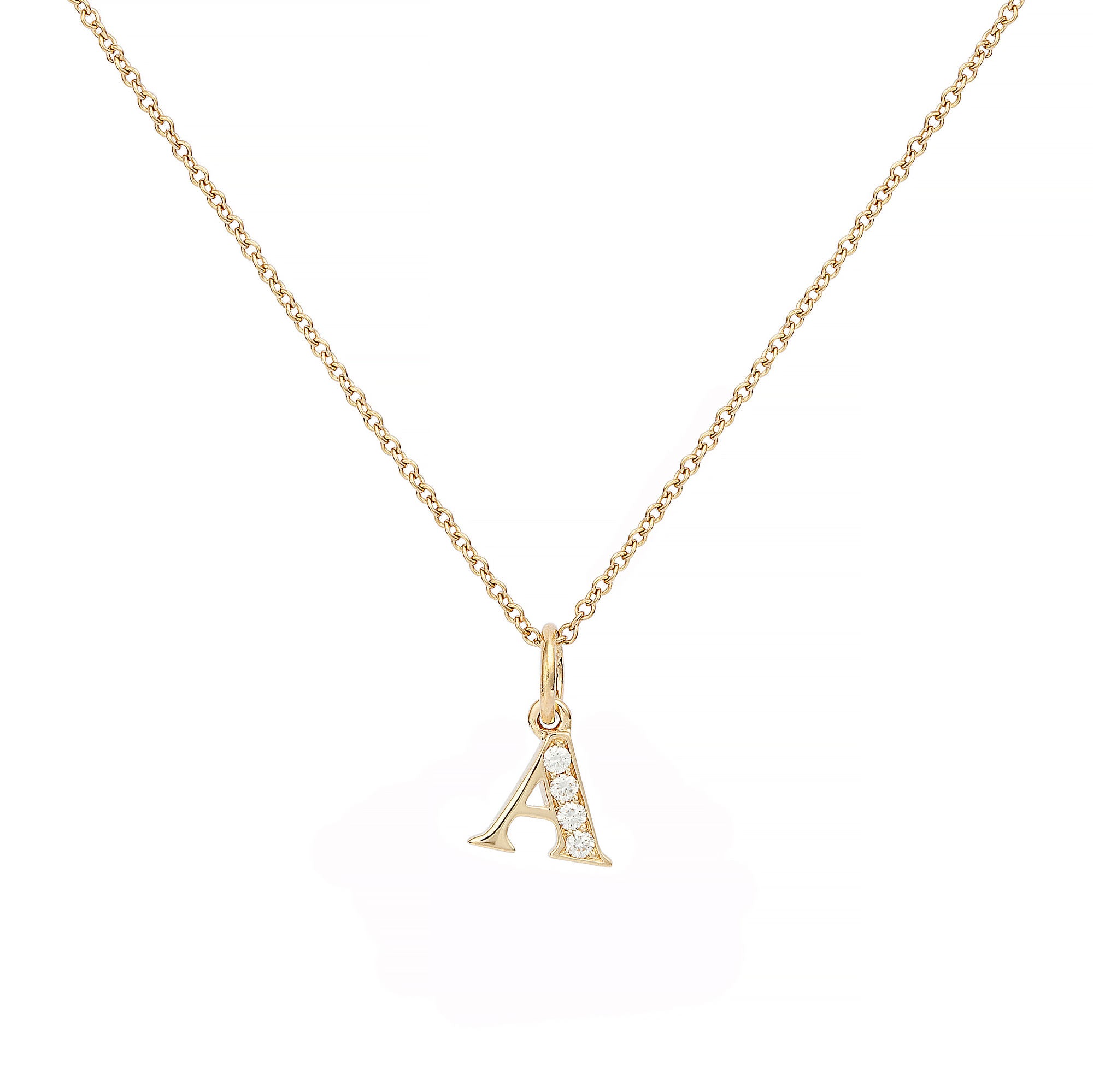 Love Letter A 18K Gold Necklace w. Diamonds