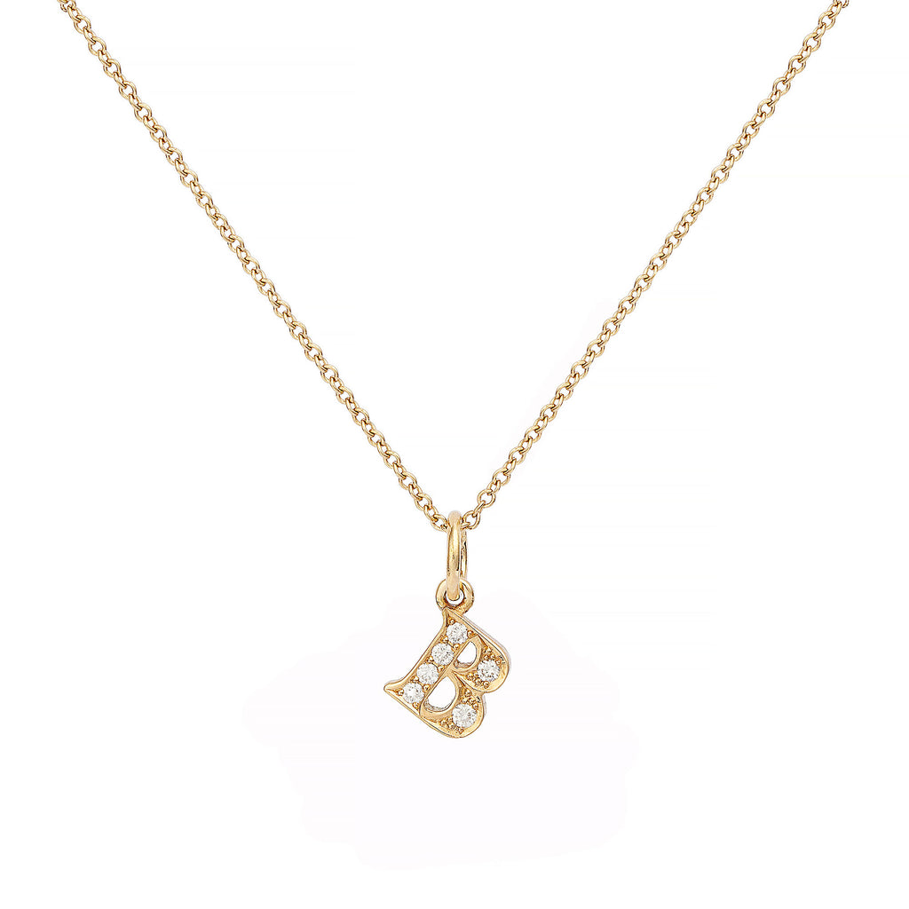 Love Letter B 18K Guld Halskæde m. Diamanter