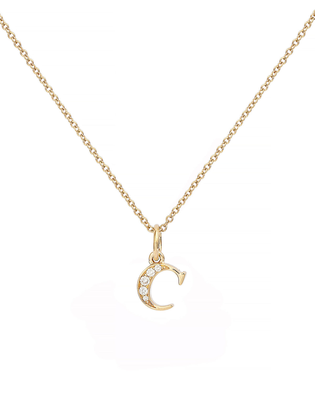 Love Letter C 18K Gold Necklace w. Diamonds