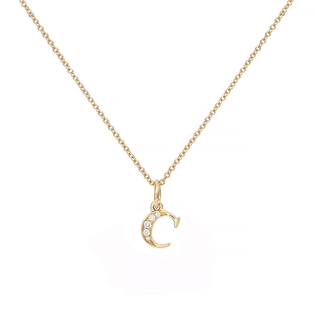 Love Letter C 18K Gold Necklace w. Diamonds