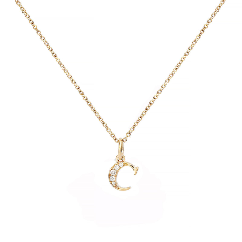 Love Letter C 18K Gold Necklace w. Diamonds