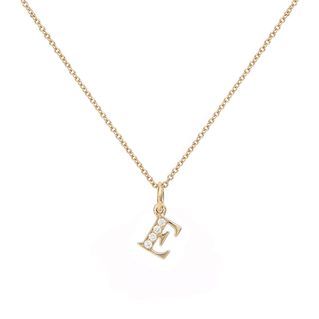 Love Letter E 18K Gold Necklace w. Diamonds