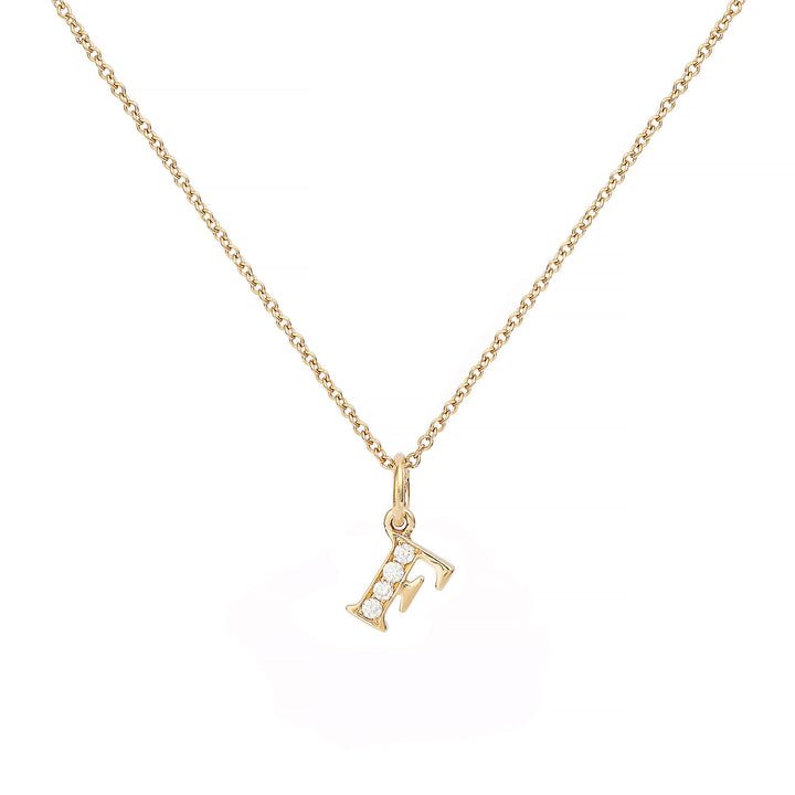 Love Letter F 18K Gold Necklace w. Diamonds