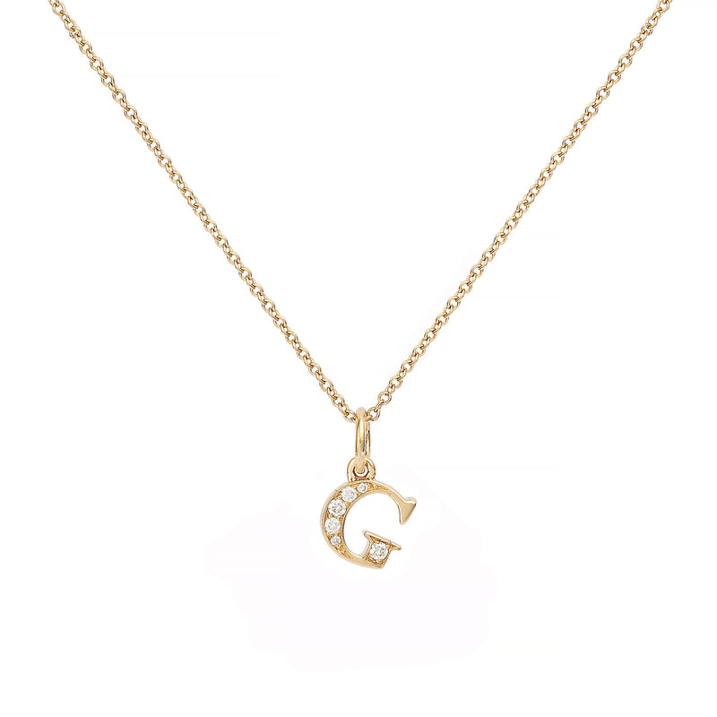 Love Letter G 18K Gold Necklace w. Diamonds
