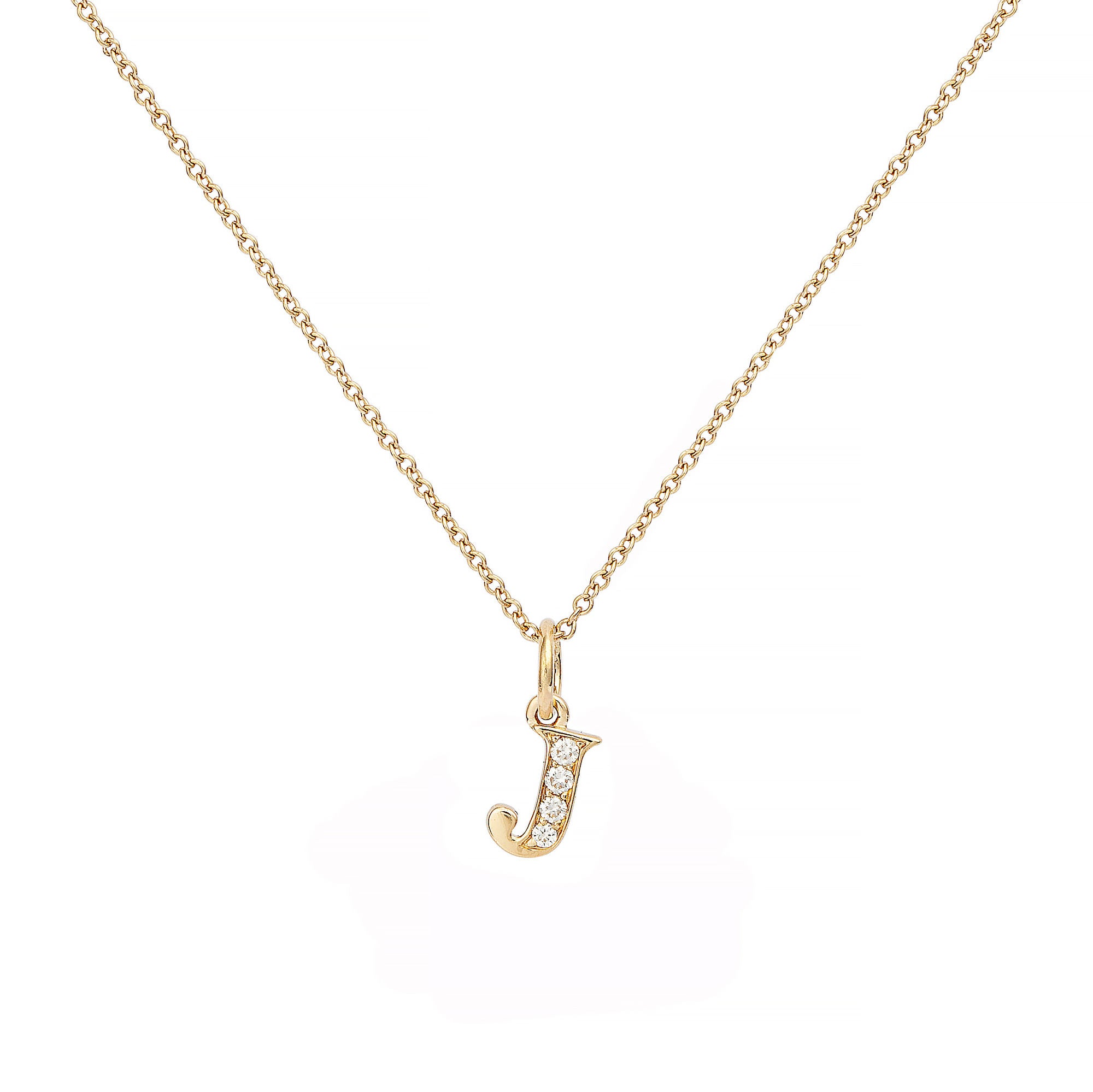 Love Letter J 18K Gold Necklace w. Diamonds