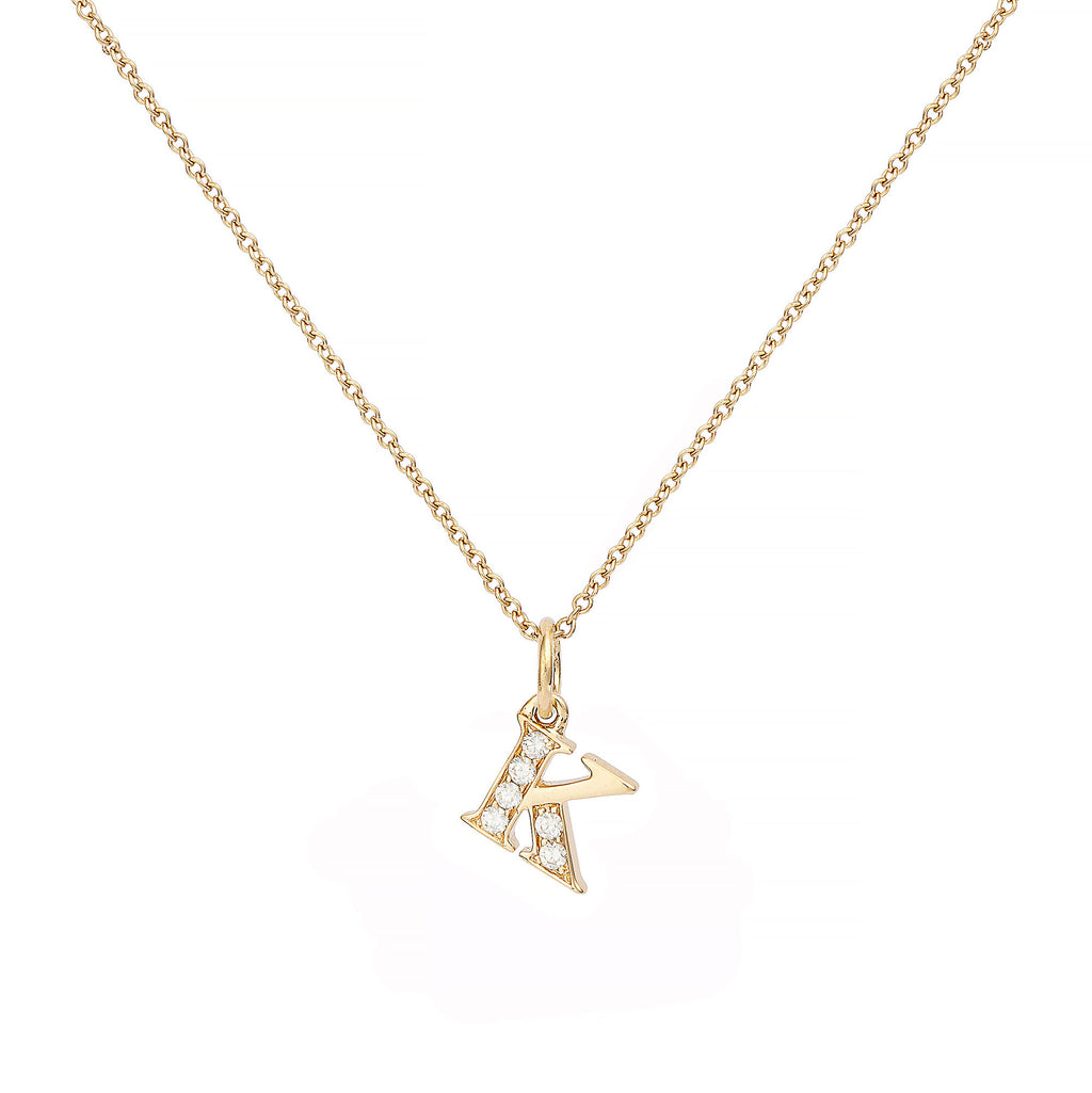 Love Letter K 18K Gold Necklace w. Diamonds