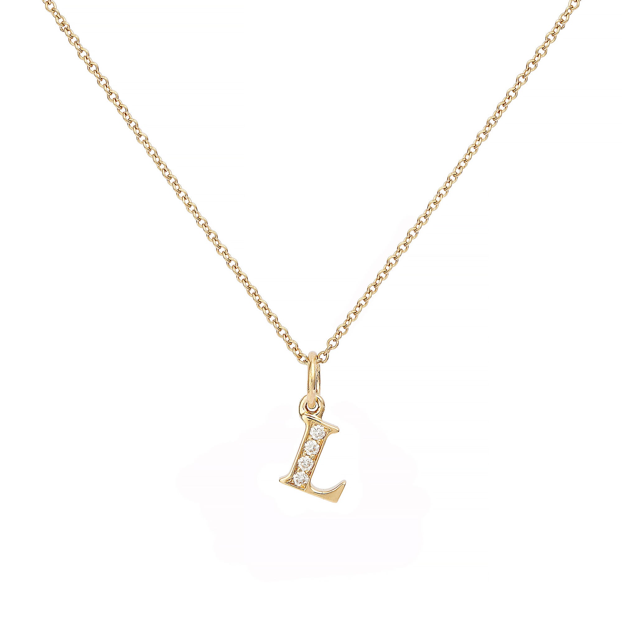 Love Letter L 18K Gold Necklace w. Diamonds