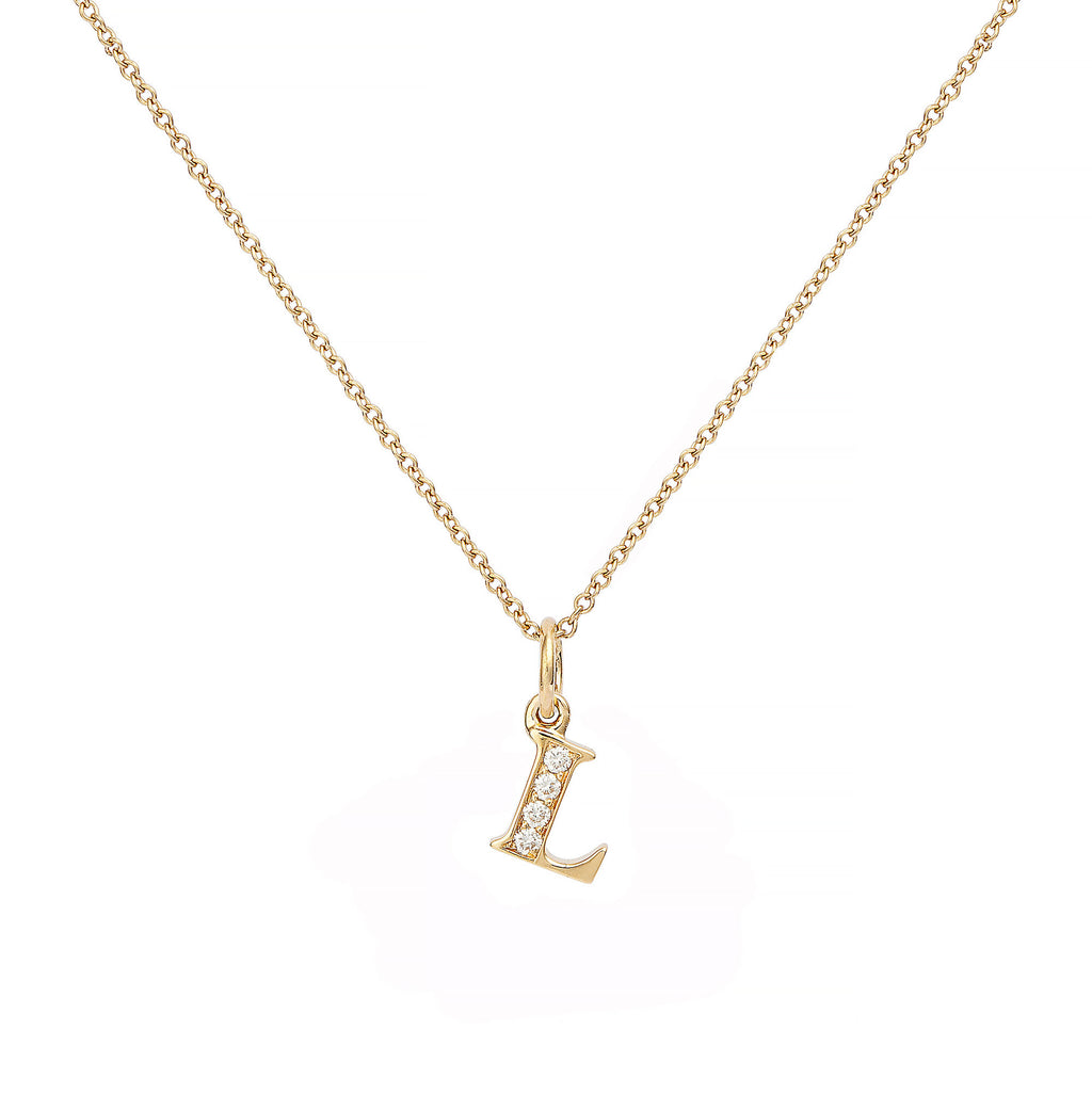 Love Letter L 18K Gold Necklace w. Diamonds