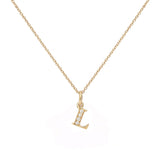 Love Letter L 18K Gold Necklace w. Diamonds