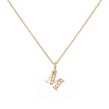 Love Letter M 18K Gold Necklace w. Diamonds