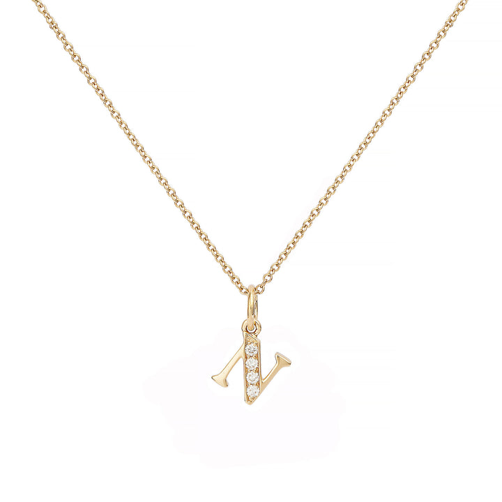 Love Letter N 18K Gold Necklace w. Diamonds
