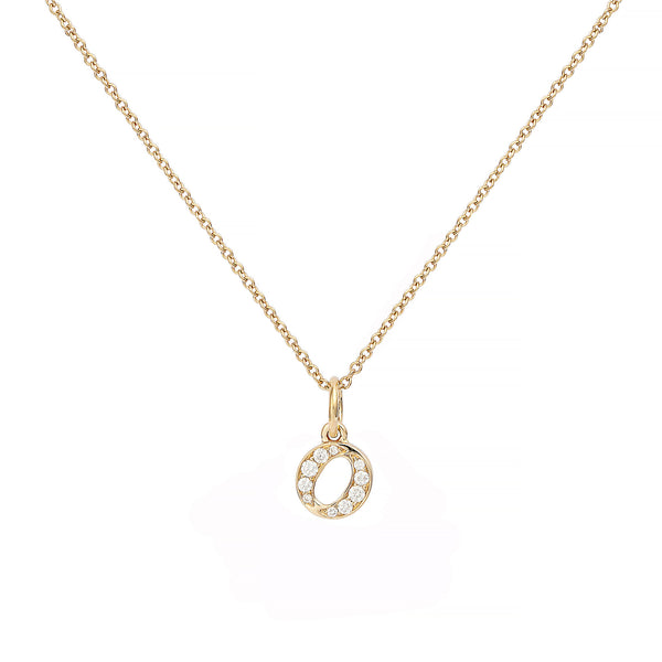 Love Letter O 18K Gold Necklace w. Diamonds