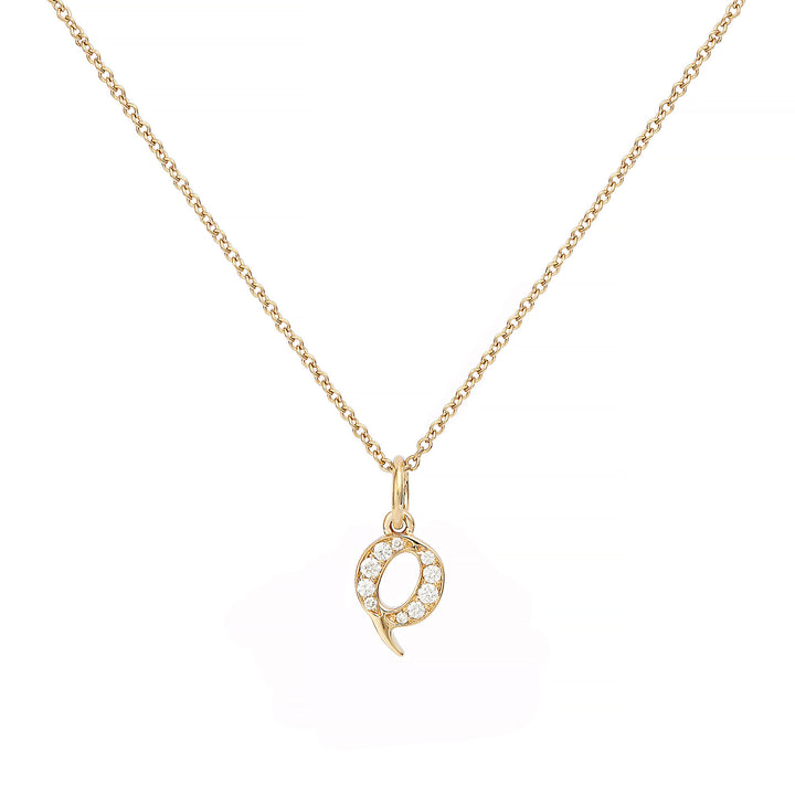 Love Letter Q 18K Gold Necklace w. Diamonds