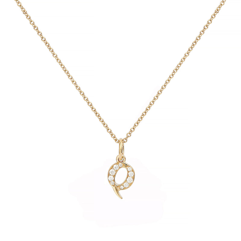 Love Letter Q 18K Gold Necklace w. Diamonds