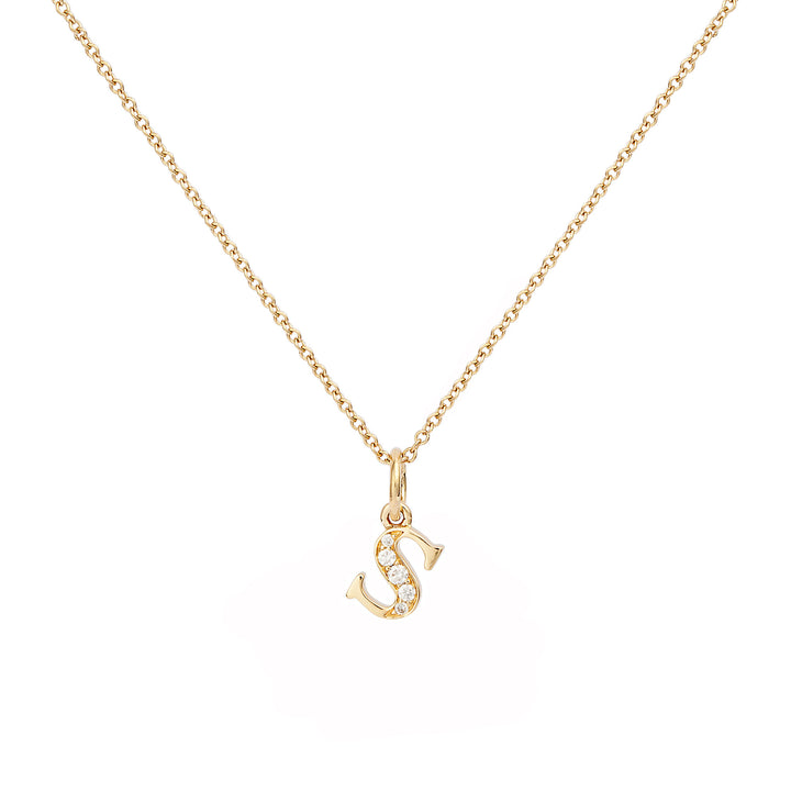 Love Letter S 18K Gold Necklace w. Diamonds