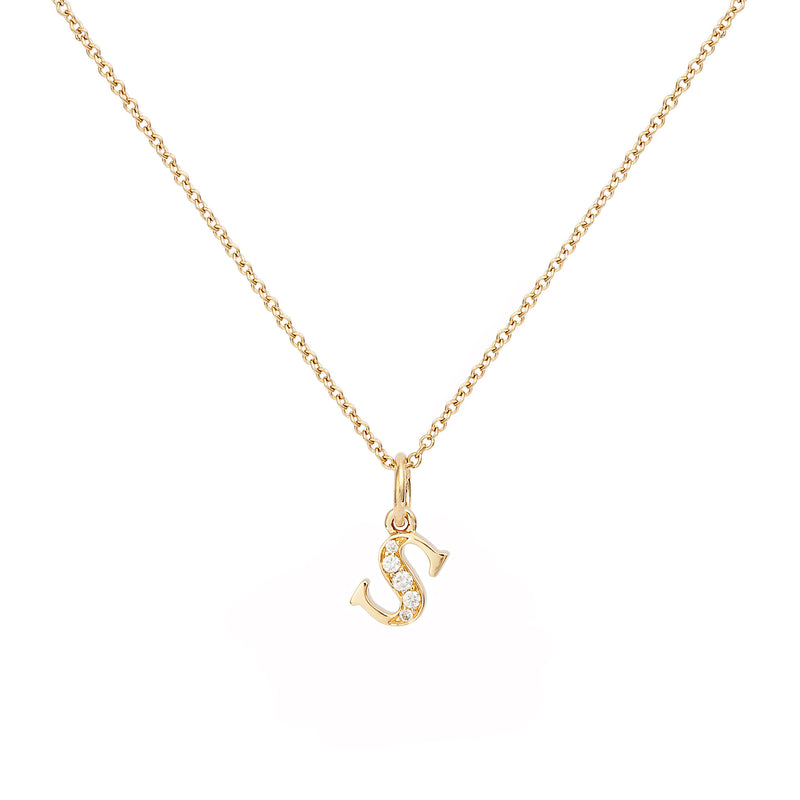 Love Letter S 18K Gold Necklace w. Diamonds