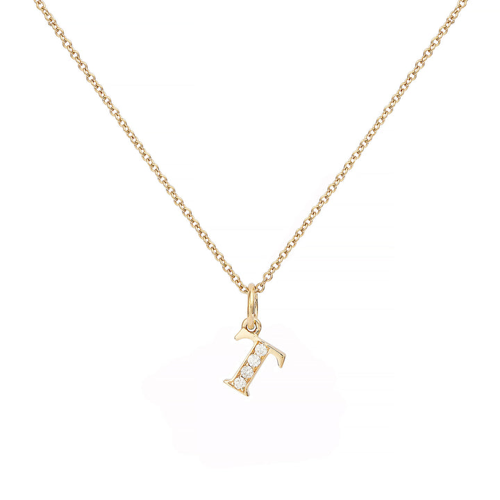 Love Letter T 18K Gold Necklace w. Diamonds