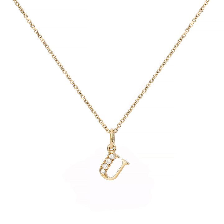 Love Letter U 18K Gold Necklace w. Diamonds