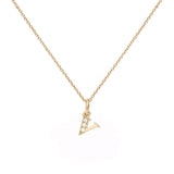 Love Letter V 18K Gold Necklace w. Diamonds
