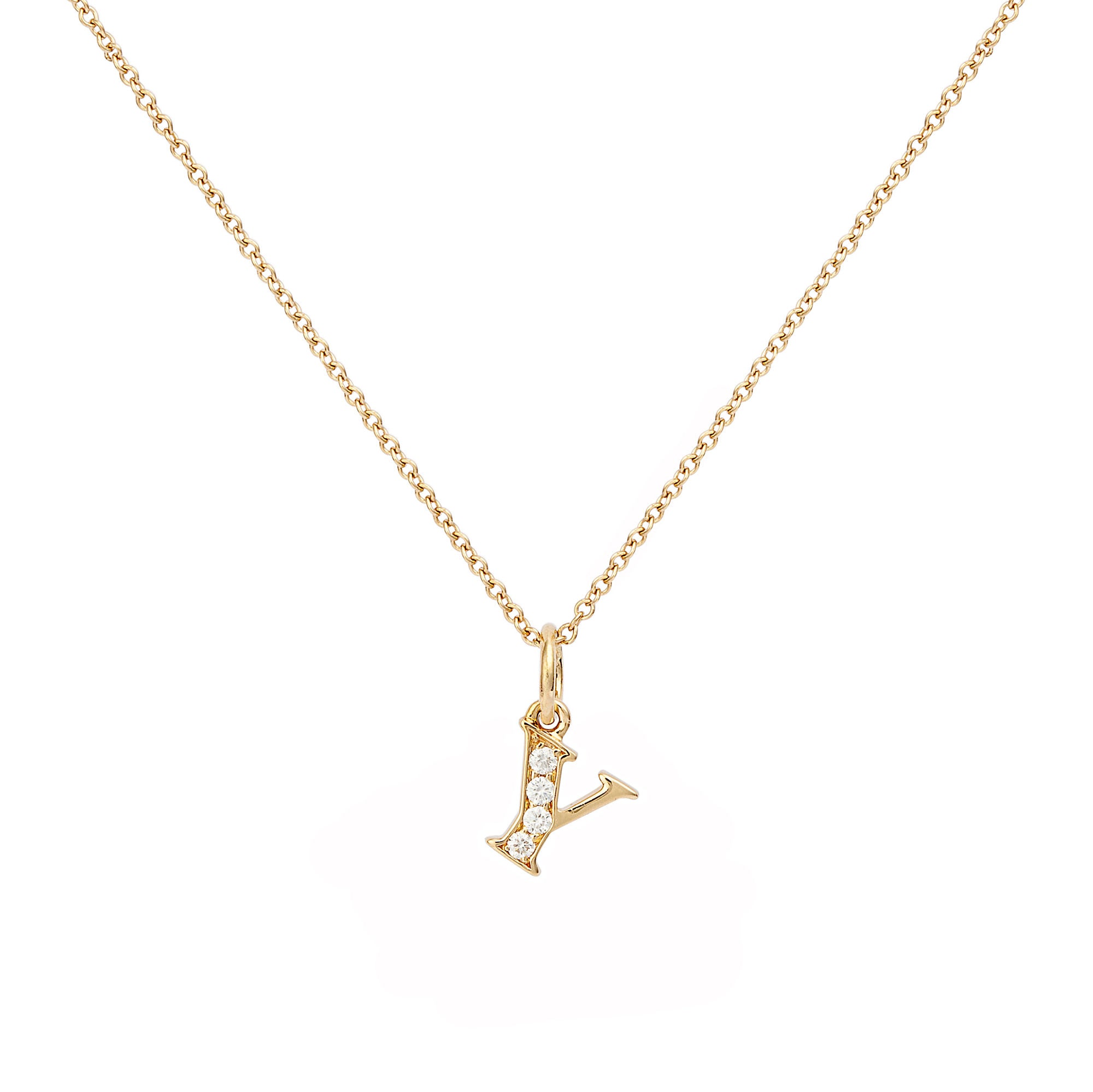 Love Letter Y 18K Guld Halskæde m. Diamanter