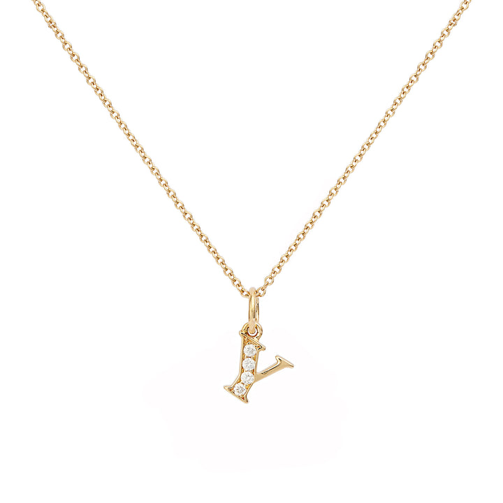 Love Letter Y 18K Gold Necklace w. Diamonds
