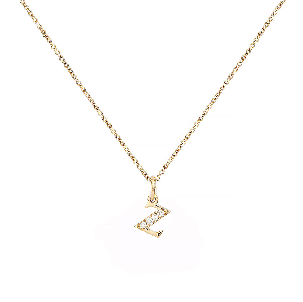 Love Letter Z 18K Gold Necklace w. Diamonds