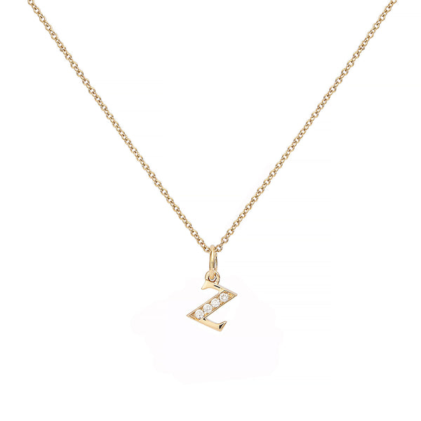 Love Letter Z 18K Gold Necklace w. Diamonds