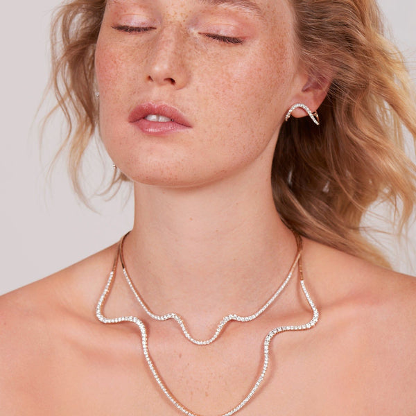 Aurora Half 18K Rosegold Necklace w. Diamonds