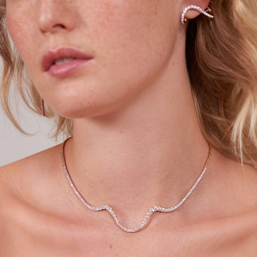 Radiant Half Choker-Halskette aus 18K Rosegold I Diamanten