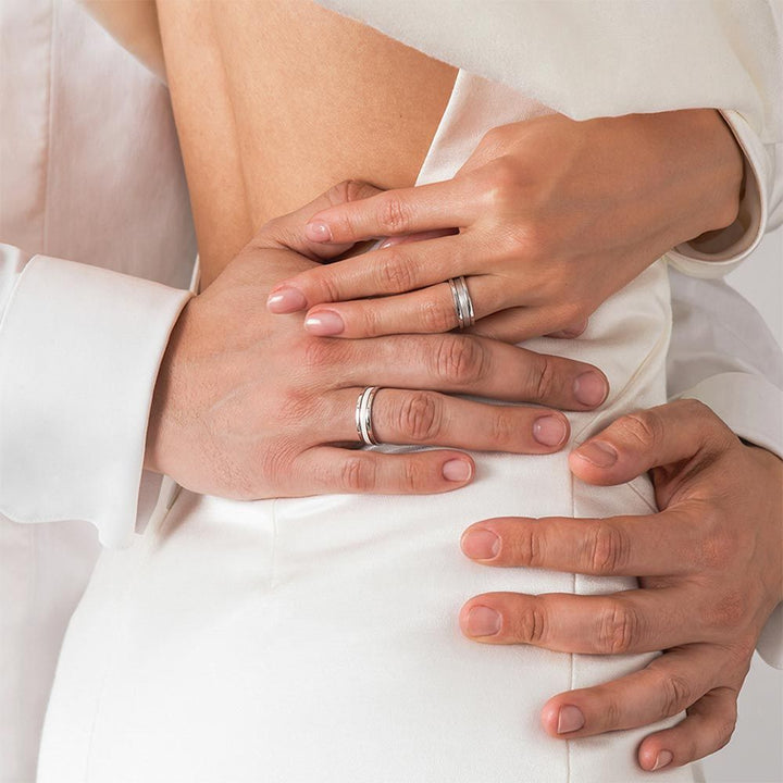 Unisex We 18K Whitegold & Rosegold Ring w. White Lacquer