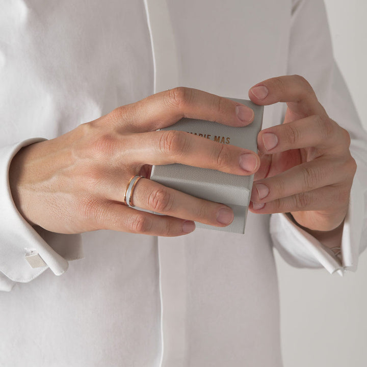 Unisex We 18K Rosegold & Whitegold Ring w. Grey Lacquer