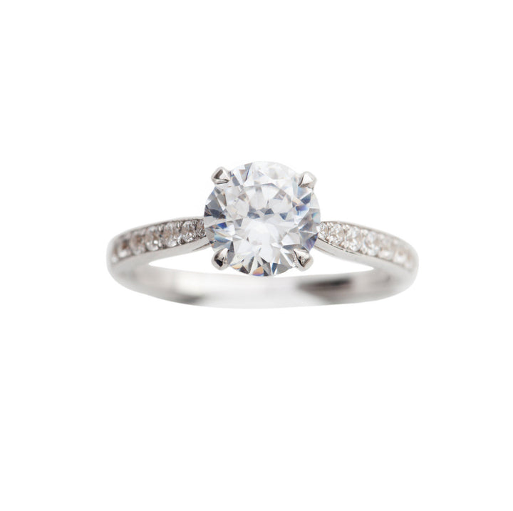 Solitaire Diamant Ring Hvidguld, Hvid