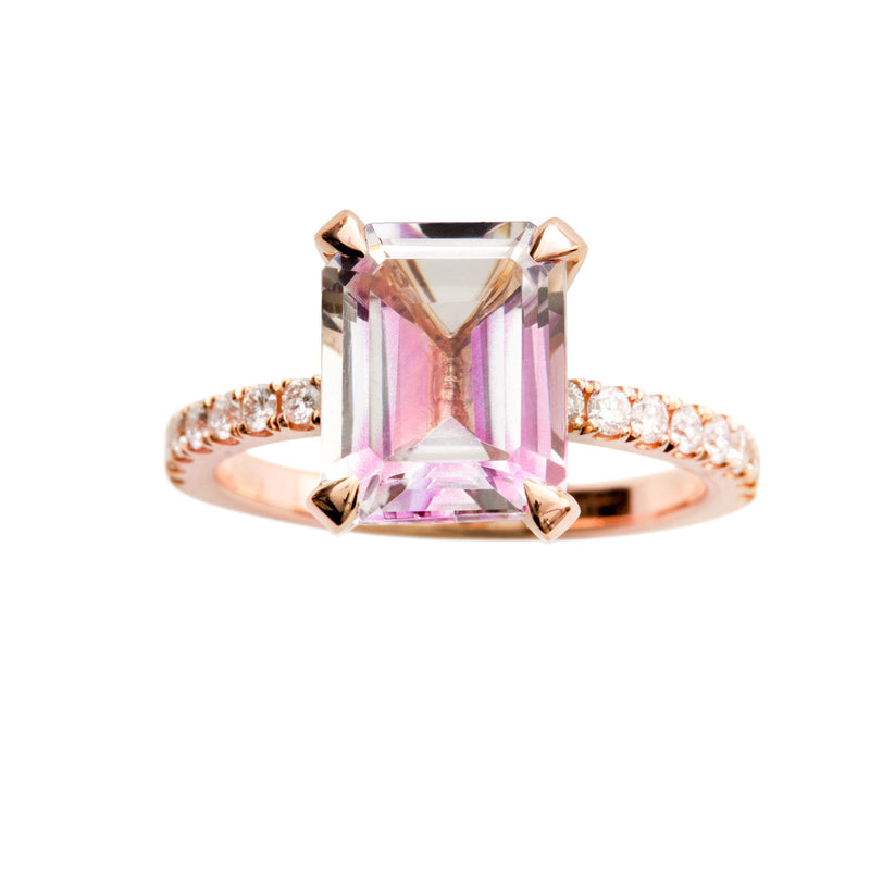 Topaz Engagement Ring Rose Gold, White, Pink