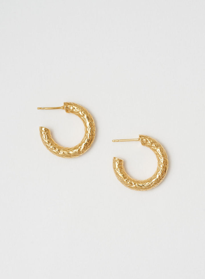 Medium Strucutured 14K Gold Plated Hoops