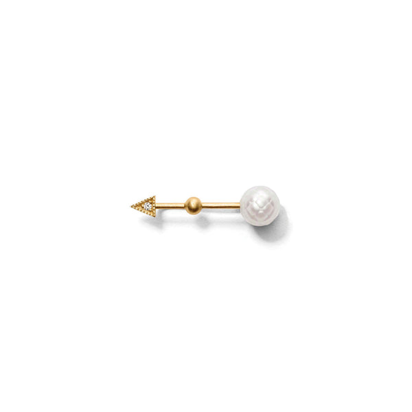 Miss East Perlen-Ohrring aus Gold m. weißem Diamant, facettiert 