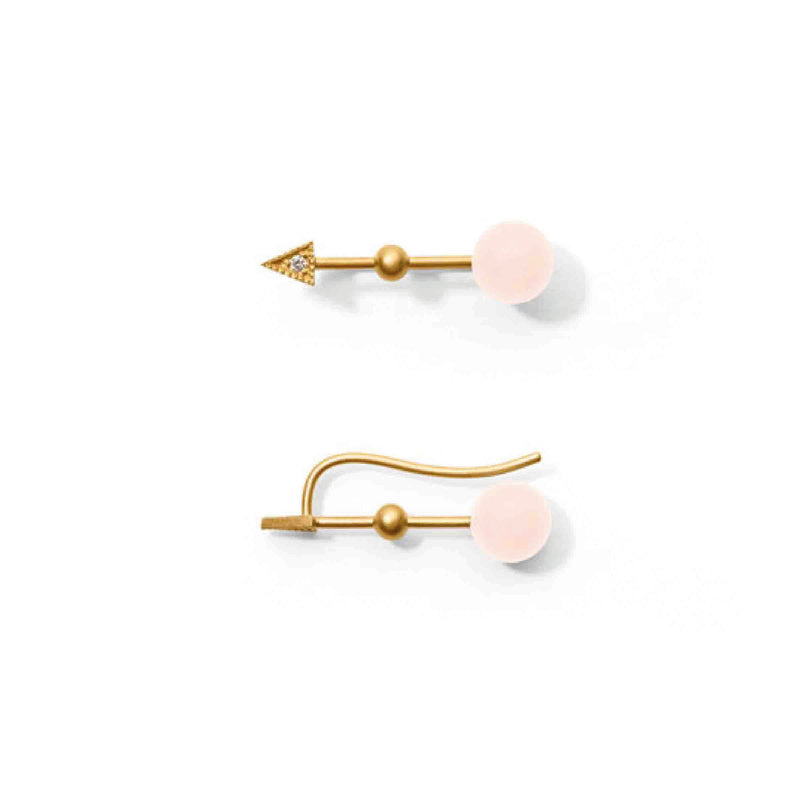 Miss East Earring Gold Diamond Pink Coral